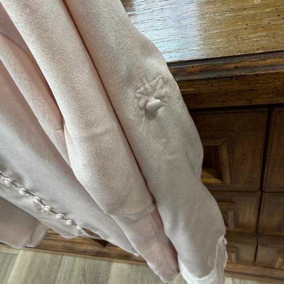 Express Light Pink Ruffle-Trim Button Front Blouse - Picture 3 of 5